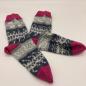 Preview: handgestrickte Socken Gr. 36/37 fuchsia-blaugrau-grau