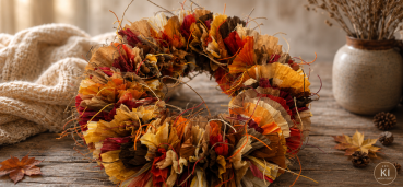 Preview: Herbstkranz aus finnischenm Papiergarn