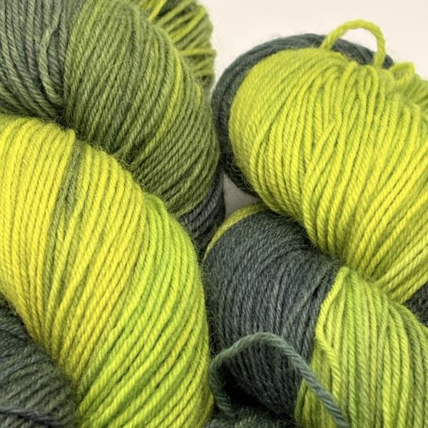 Sockenwolle 4-fach 100g - anthrazit-neongrün