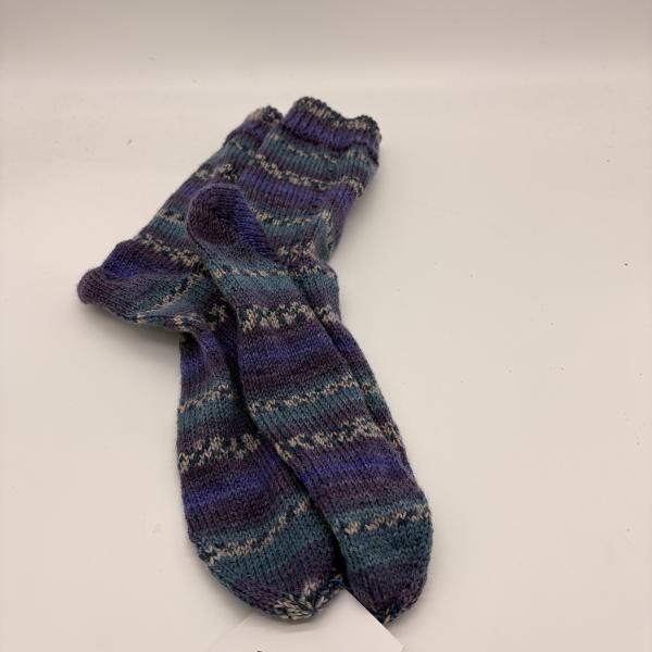 handgestrickte Socken Gr. 40/41 - blau-violett