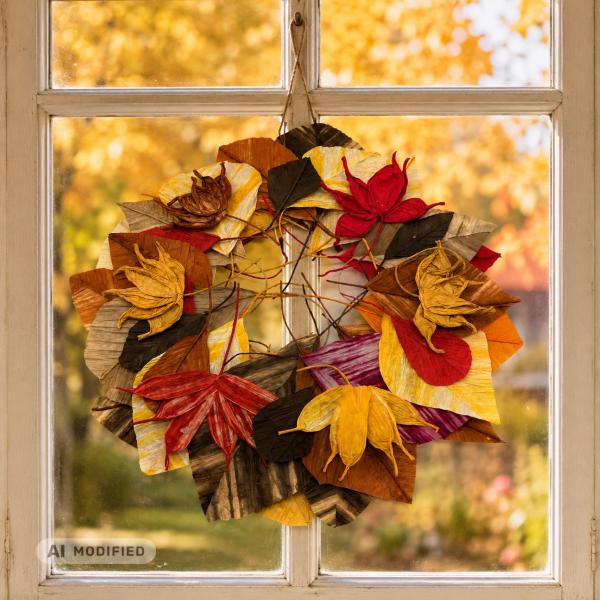 Herbstkranz aus finnischenm Papiergarn